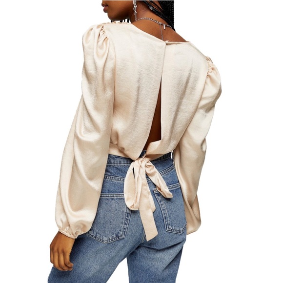 Topshop Tie Shoulder Sweetheart Blouse - Picture 2 of 5